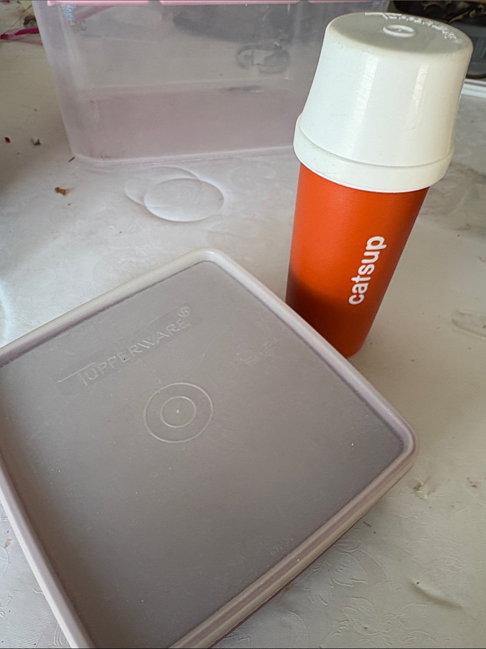 Vintage Tupperware Sandwich box and Ketchup Pump Container